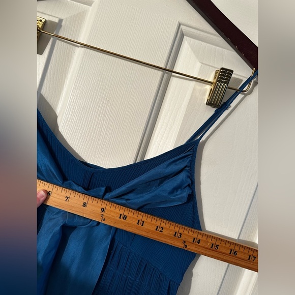 MOULINETTE SOEURS Anthropologie 8 Royal Blue Silk After Party Dress Empire Waist - Picture 8 of 10